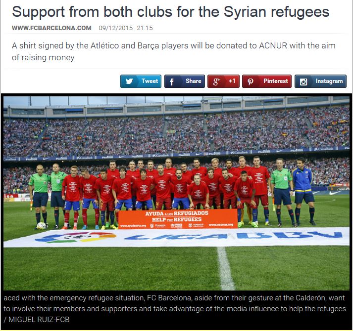 Αλληλεγγύη στους πρόσφυγες από Ατλέτικο Μαδρίτης και Μπαρτσελόνα