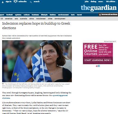 Guardian: Οι αναποφάσιστοι θα καθορίσουν την τύχη της Ελλάδας