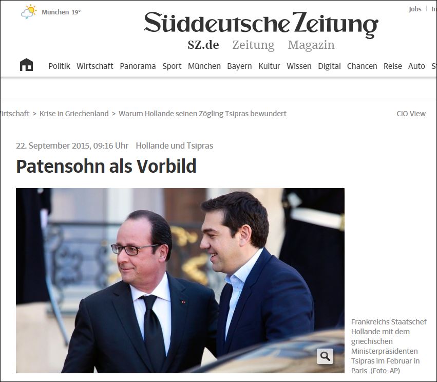 Sueddeutsche: Ο Ολάντ μπορεί να μάθει πολλά από τον Τσίπρα