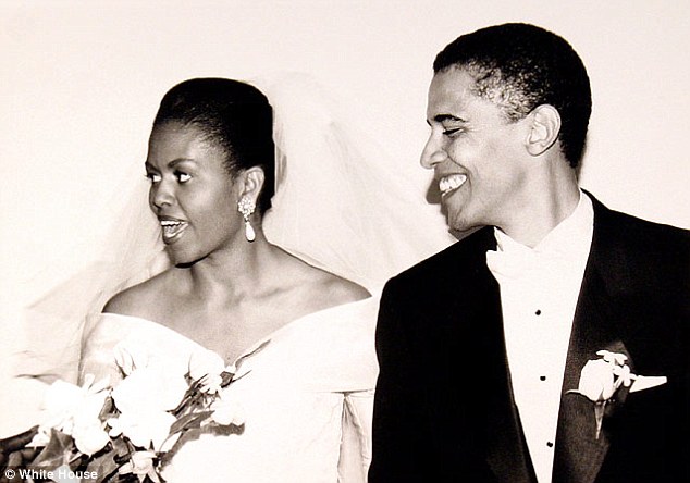 Happy days: The president and his wife were married on October 3, 1992, at Trinity United Church in Chicago