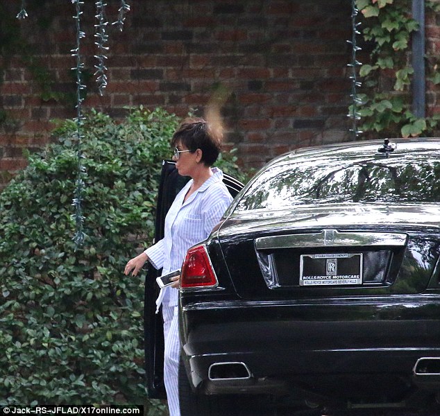 Momager on the way: Kris Jenner was also spotted arriving at the mansion on Sunday