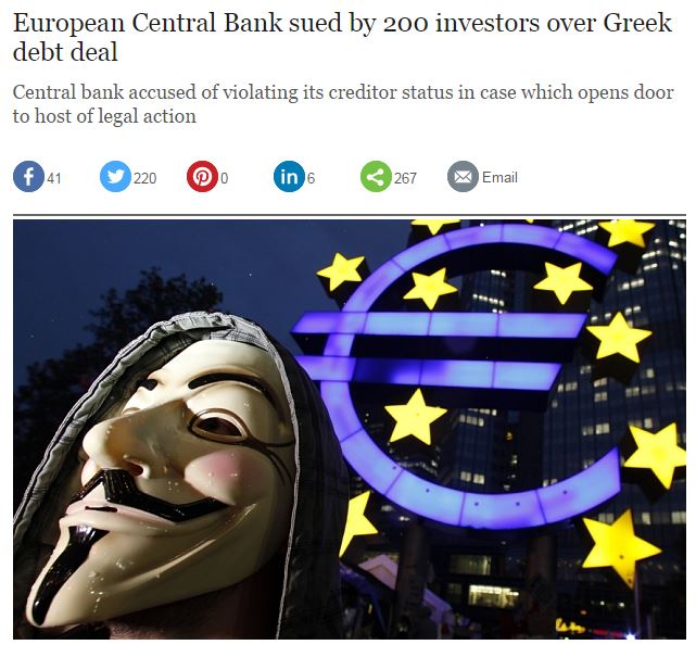 Μηνύουν την ΕΚΤ 200 επενδυτές για το ελληνικό PSI