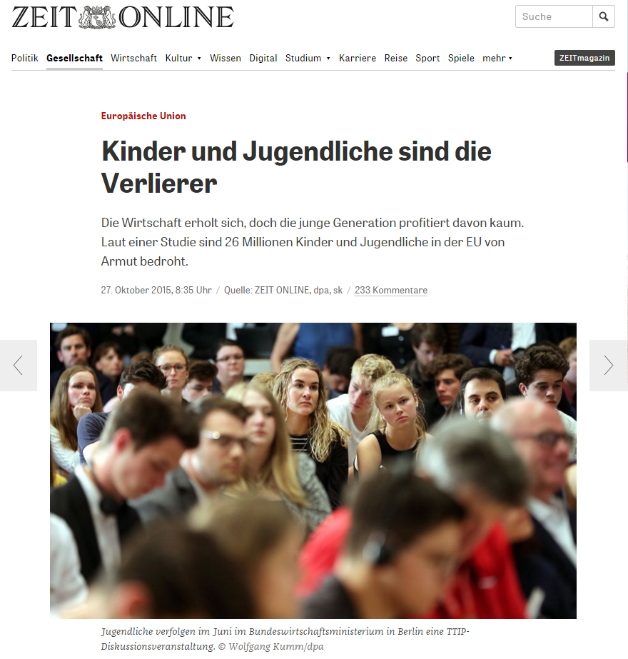 Έρευνα – σοκ στην ΕΕ: 26 εκατ. νέοι και παιδιά απειλούνται με φτώχεια