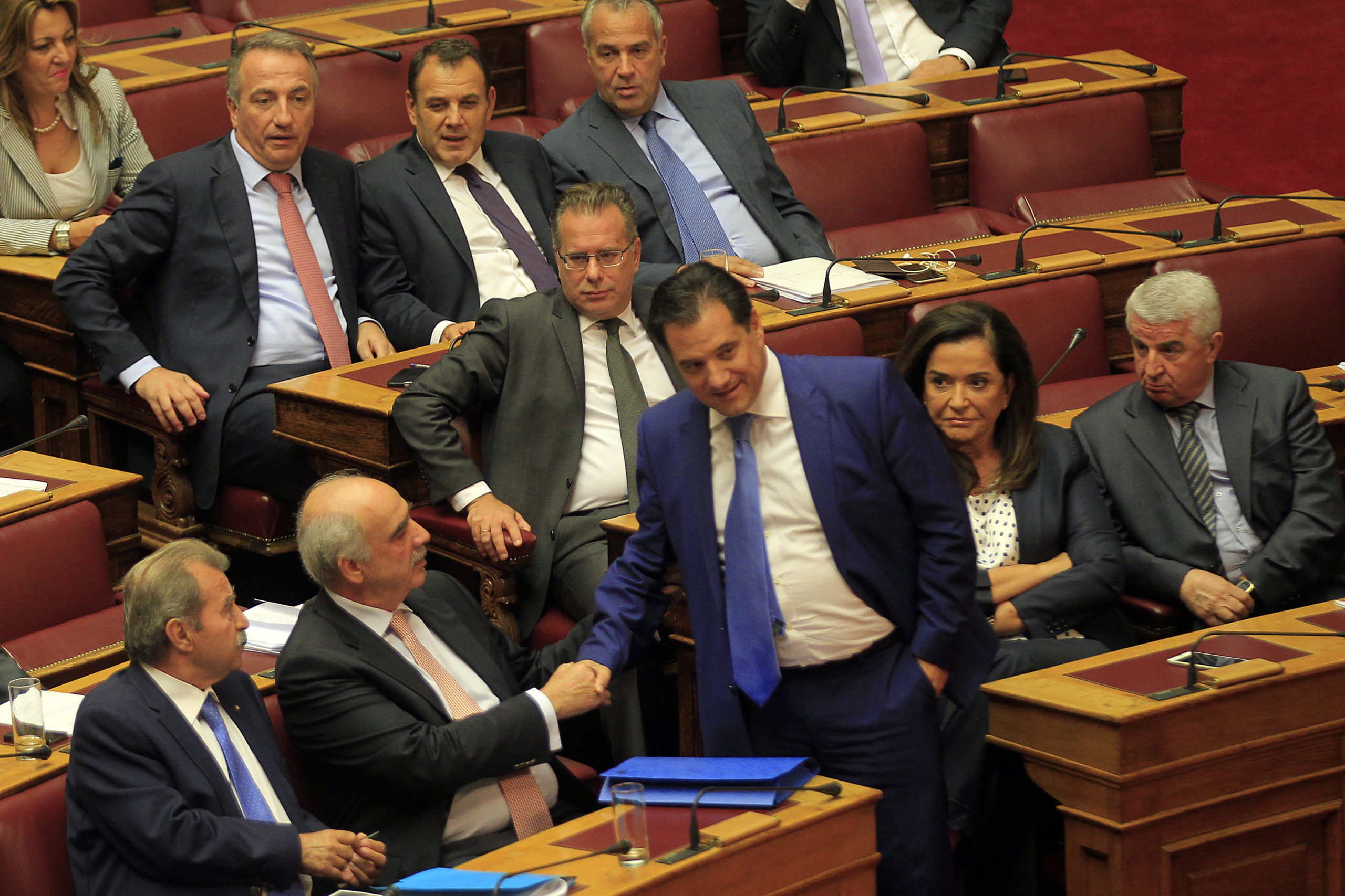 Η χειραψία Άδωνι – Μεϊμαράκη στα έδρανα – ΦΩΤΟ