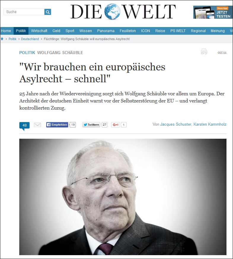 Die Welt: Γιατί ανησυχεί ο Σόιμπλε για την Ευρώπη