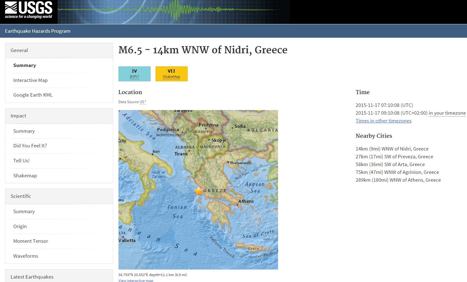 Στα 6,5 Ρίχτερ “δίνει” τον σεισμό το USGS