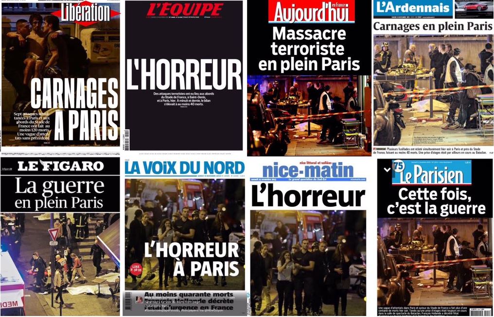 Τα πρωτοσέλιδα του γαλλικού Τύπου αποτυπώνουν τον τρόμο – ΦΩΤΟ