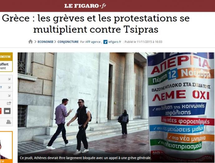 Le Figaro: Οι απεργίες και οι διαμαρτυρίες πολλαπλασιάζονται κατά του Τσίπρα