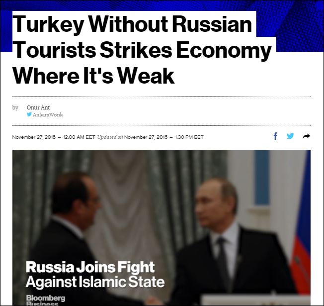 Bloomberg: Μεγάλες οι επιπτώσεις στην τουρκική οικονομία από το “εμπάργκο” των Ρώσων τουριστών