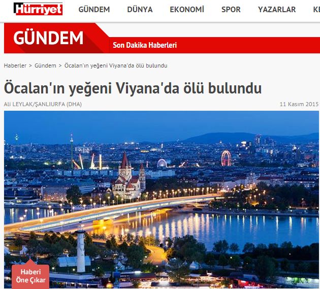 Βρέθηκε νεκρός ο ανιψιός του Οτσαλάν στη Βιέννη