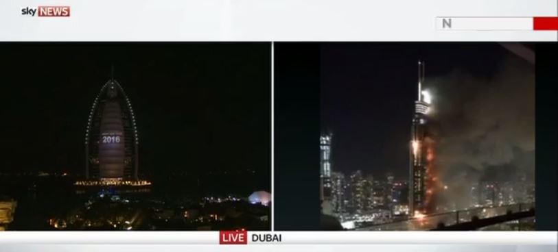 Βεγγαλικά στο Ντουμπάι ενώ η φωτιά στο ξενοδοχείο βρίσκεται σε εξέλιξη – ΒΙΝΤΕΟ