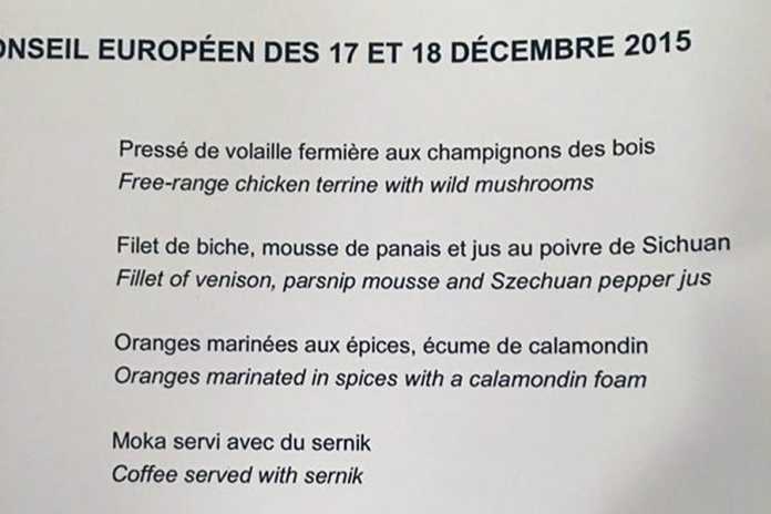 Κοτόπουλο ελευθέρας βοσκής και ελάφι στο δείπνο των ηγετών της ΕΕ