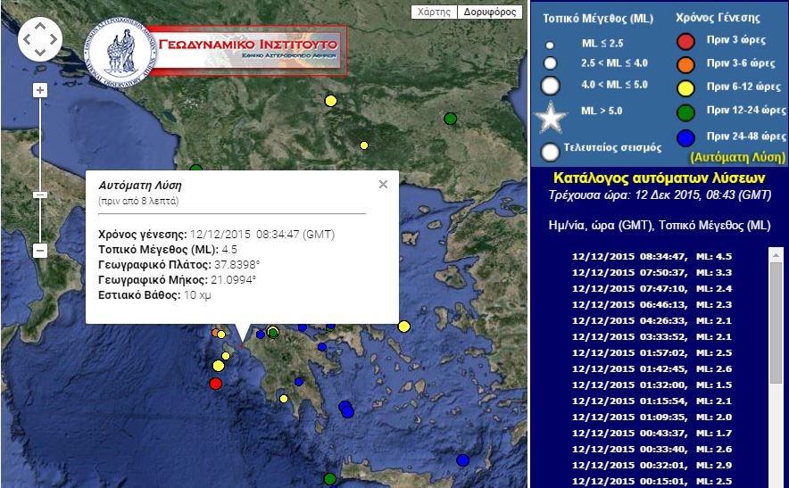 Σεισμός 4,5 Ρίχτερ στην Κυλλήνη – ΤΩΡΑ