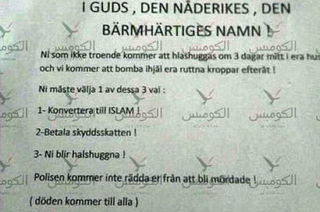 Οι επιστολές του τρόμου στους Σουηδούς από τους τζιχαντιστές – ΦΩΤΟ