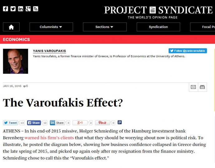 Βαρουφάκης: Η τρόικα αποτελεί σοβαρό κίνδυνο για ολόκληρη την Ε.Ε.