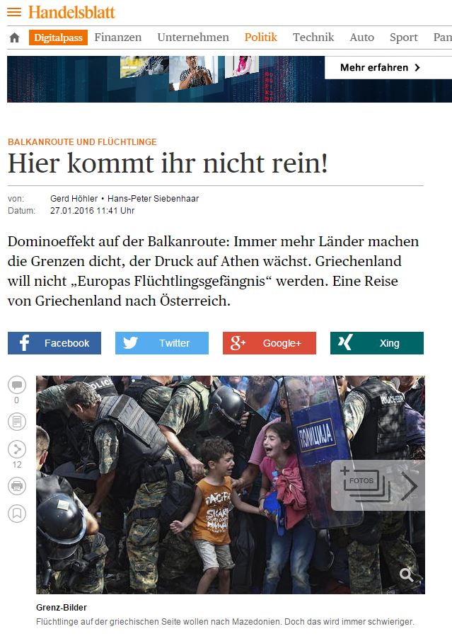 Handelsblatt: Η Αθήνα δεν μπορεί απλά να σταματήσει το κύμα προσφύγων