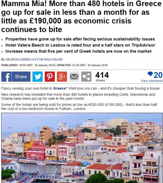 Daily Mail: Mamma Mia! Ελληνικά ξενοδοχεία πωλούνται έναντι 250.000 ευρώ