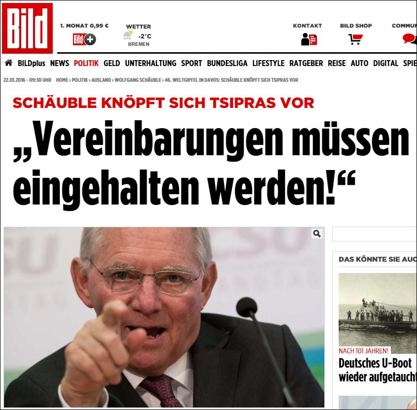 Η Bild για την ατάκα του Σόιμπλε: “Κατσάδιασε” τον Τσίπρα