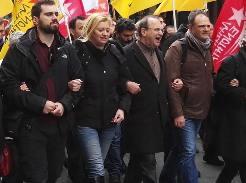 Ο Στρατούλης και η Ραχήλ Μακρή στο συλλαλητήριο της ΓΣΕΕ και της ΑΔΕΔΥ – ΦΩΤΟ