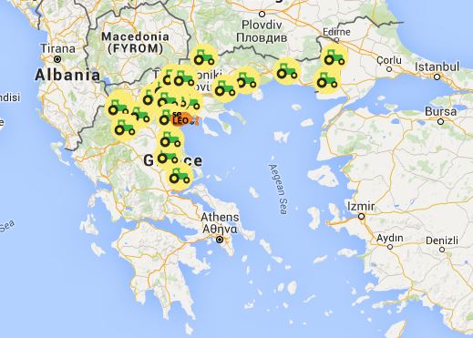 Ο χάρτης με τα σημεία συγκέντρωσης των αγροτών στη Βόρεια Ελλάδα