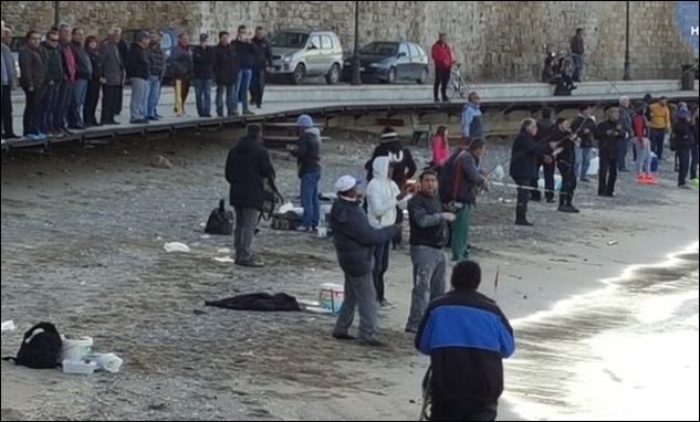 Πάρτι των ψαράδων στο τουριστικό λιμάνι της Ρόδου με τσιπούρες ιχθυοτροφείου – ΒΙΝΤΕΟ