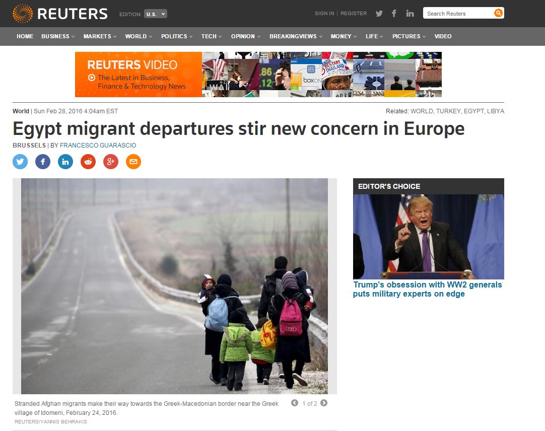 Reuters: Φόβοι για “ύποπτο” μεταναστευτικό κύμα από την Αίγυπτο