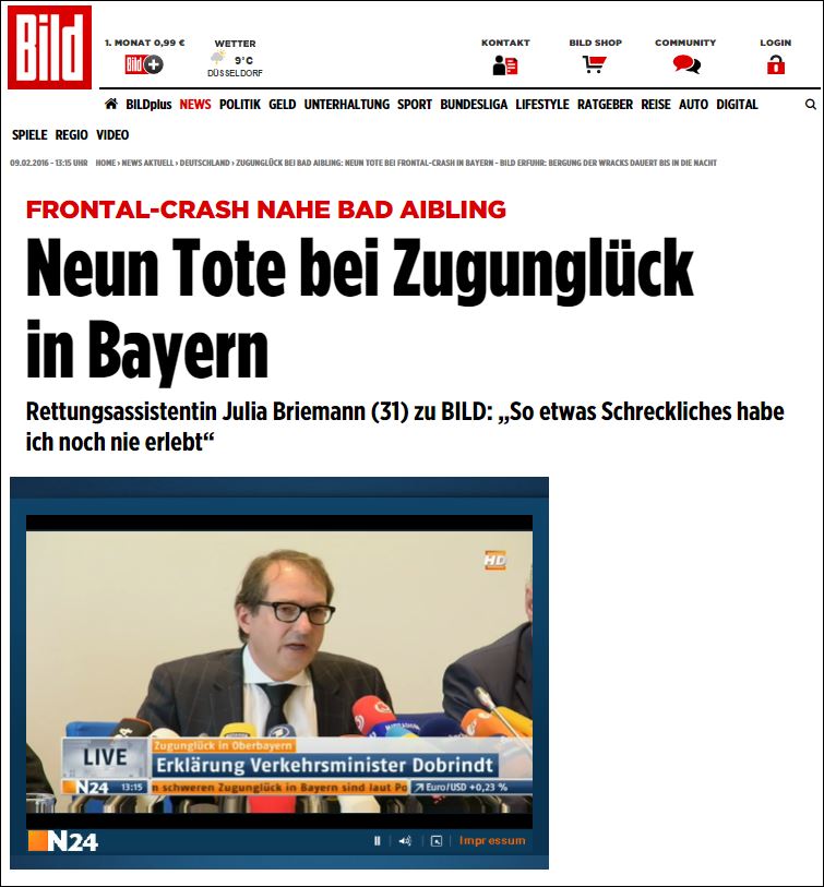 Στους 9 οι νεκροί στη Βαυαρία – 2 επιβάτες αγνοούνται