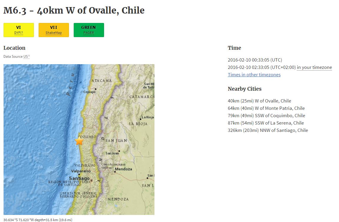 Σεισμός 6,3 Ρίχτερ στη Χιλή
