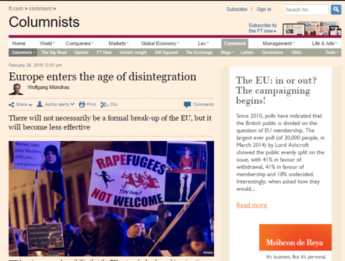 FT: Η Ευρώπη μπαίνει αμετάκλητα στην εποχή της αποσύνθεσης