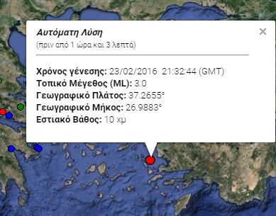 Ασθενής σεισμική δόνηση κοντά στην Κάλυμνο