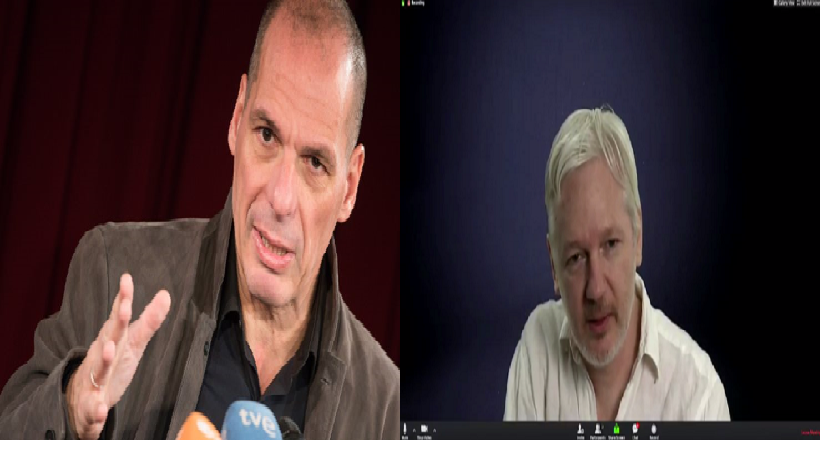 Παρέμβαση έκπληξη του Ασάνζ στην εκδήλωση του Βαρουφάκη