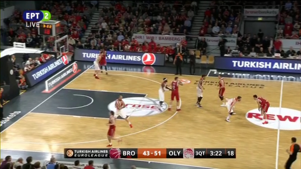 Μπάμπεργκ – Ολυμπιακός 51-56 (30′)