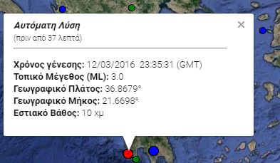 Ασθενής σεισμική δόνηση νοτιοδυτικά της Πύλου