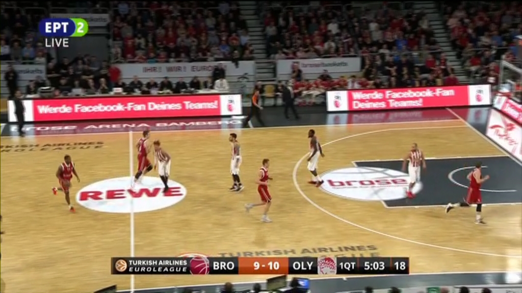 Μπάμπεργκ – Ολυμπιακός 19-21 (10′)