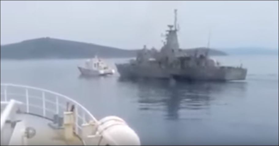 Ντοκουμέντο από τις Οινούσσες – Η κανονιοφόρος “Κραταιός” απομακρύνει τουρκικό σκάφος – ΒΙΝΤΕΟ
