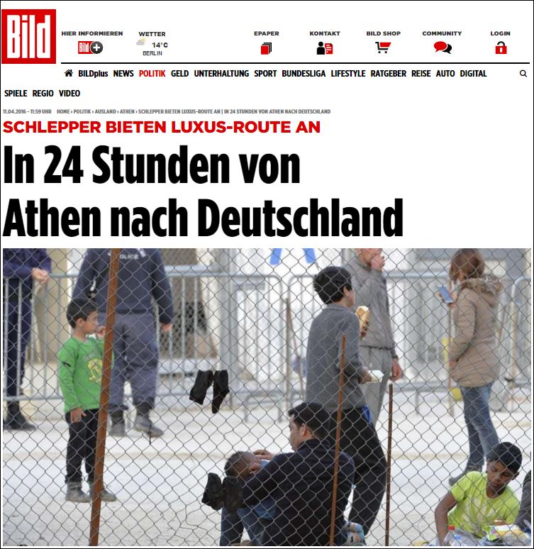 Bild: VIP μετακίνηση προσφύγων από την Ελλάδα προς τη Γερμανία