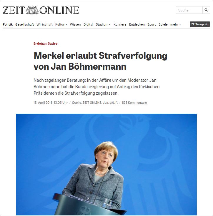 Ναι της Μέρκελ στους Τούρκους που ζητούν “έρευνα” για τον Γερμανό κωμικό