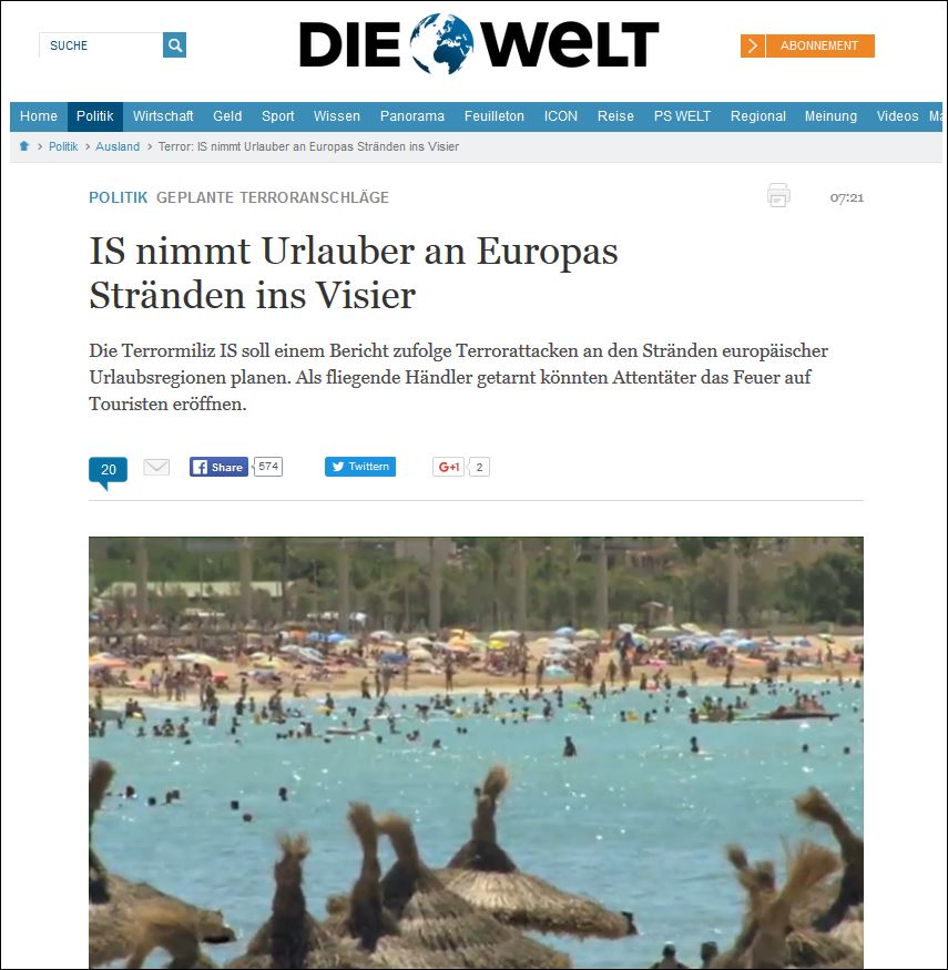 Welt: Οι πλανόδιοι πωλητές στις παραλίες θα κρατούσαν Καλάσνικοφ…