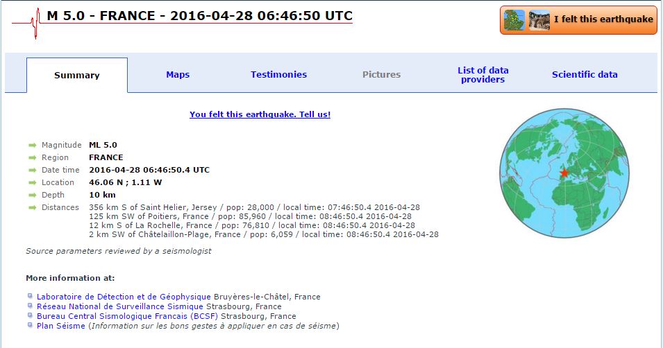 Σεισμός 5 Ρίχτερ στη δυτική Γαλλία