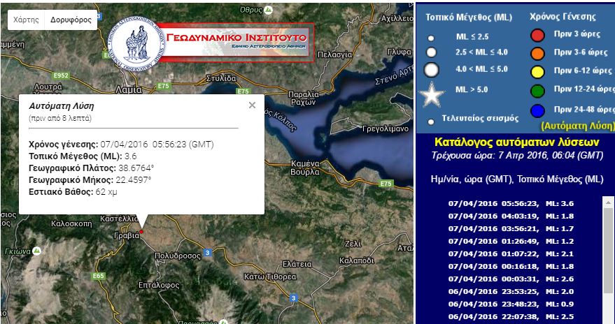 Ασθενής σεισμική δόνηση 3,6 Ρίχτερ στη Γραβιά – ΤΩΡΑ