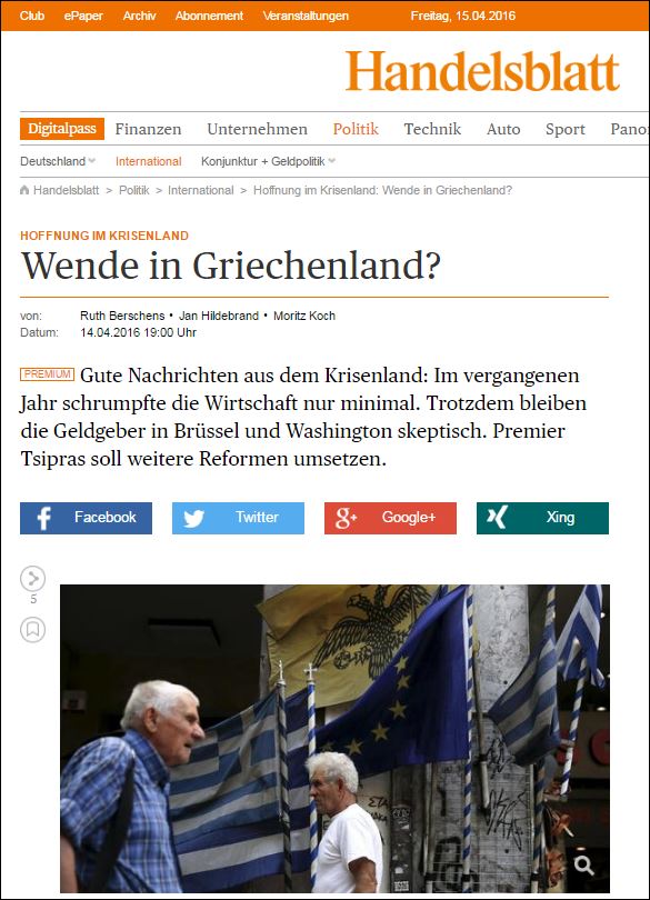 Handelsblatt: H ελληνική οικονομία ανακάμπτει ταχύτερα του αναμενομένου