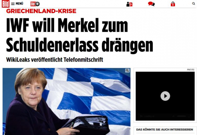 Bild: Το ΔΝΤ πιέζει την Μέρκελ για ελάφρυνση του ελληνικού χρέους