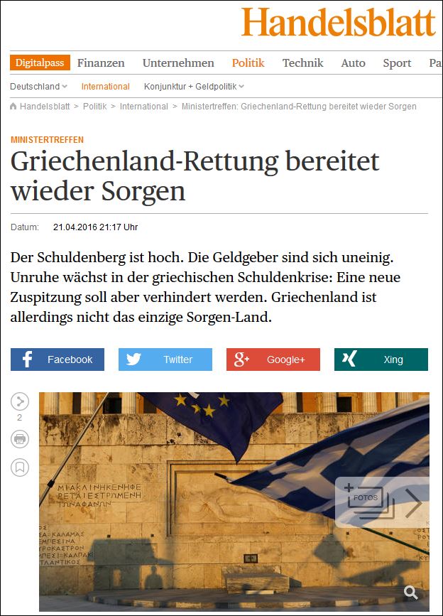 Handelsblatt: Οι ανησυχίες για χρεοκοπία και πάλι στο προσκήνιο