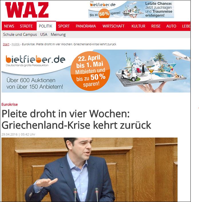 Westdeutsche: Επανέρχεται η απειλή της χρεοκοπίας για την Ελλάδα