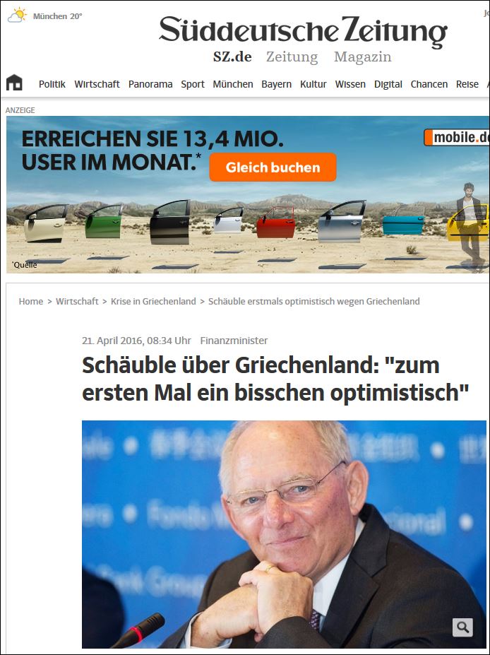 Η Sueddeutsche για τη σύνδεση προσφυγικού – αξιολόγησης που έκανε ο Σόιμπλε