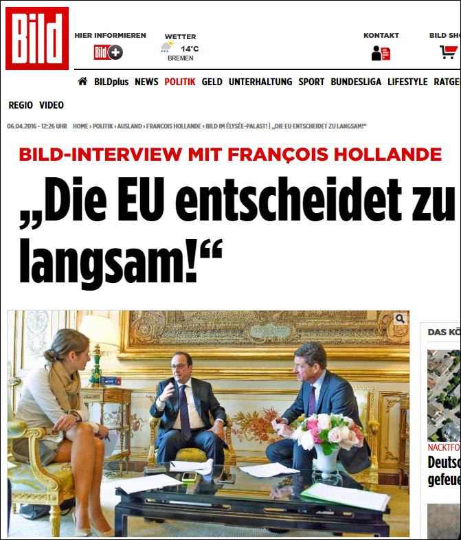 Ολάντ στη Bild: Πρέπει να στηρίξουμε την Ελλάδα