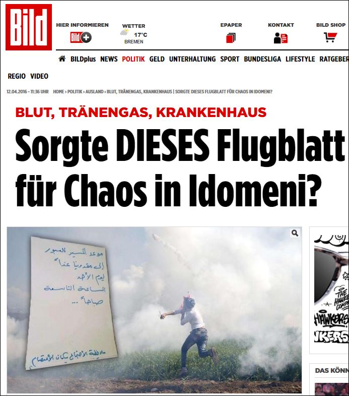 Bild: Το σημείωμα που προκάλεσε το χάος στην Ειδομένη