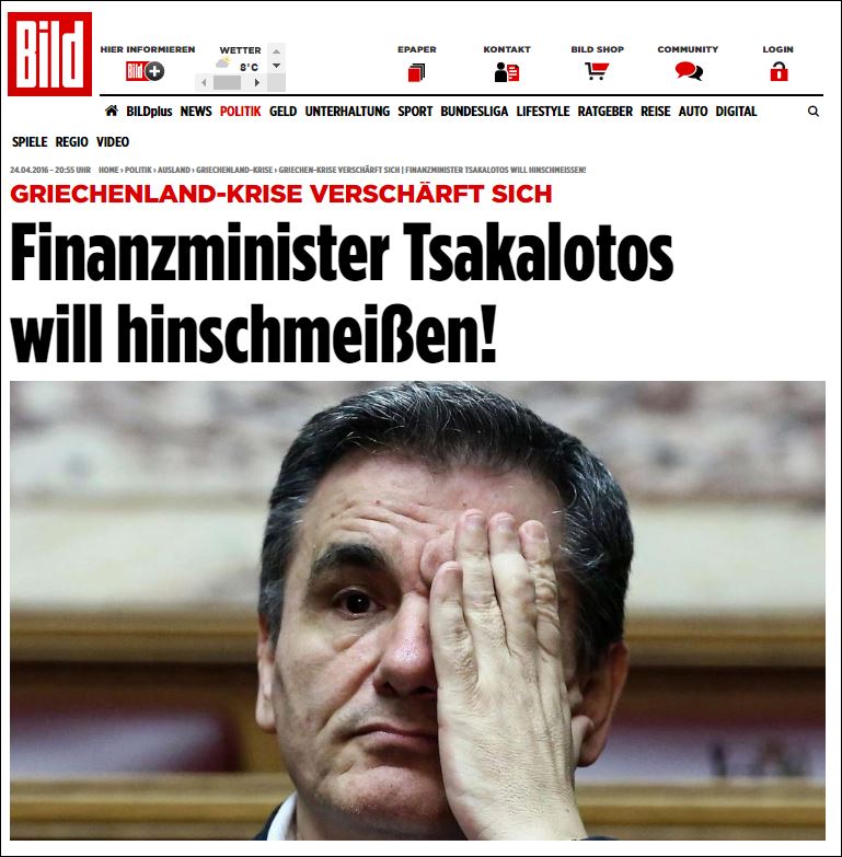 Bild: Ο Τσακαλώτος απειλεί με παραίτηση