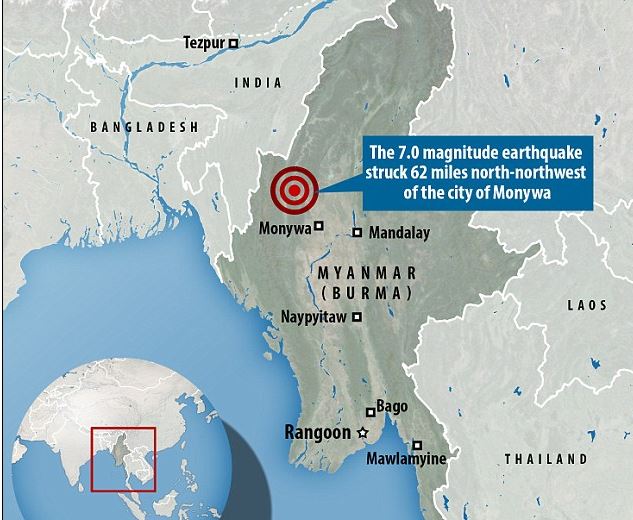 Ισχυρός σεισμός 7 Ρίχτερ στη Μιανμάρ