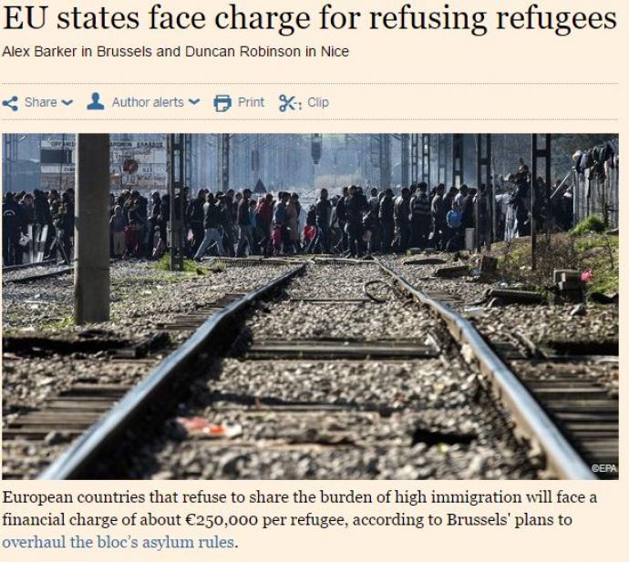 FT: 250.000 ευρώ το πρόστιμο ανά πρόσφυγα στα κράτη-μέλη που δεν τους δέχονται